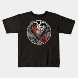 Black Hole Heart Embroidered Patch Kids T-Shirt